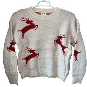 BIBI red and cream reindeer Christmas sweater M